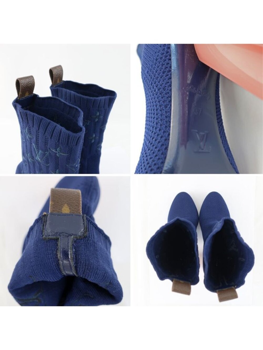 Louis Vuitton Knit Boots Ankle Sock Navy Pink - Picture 7 of 10